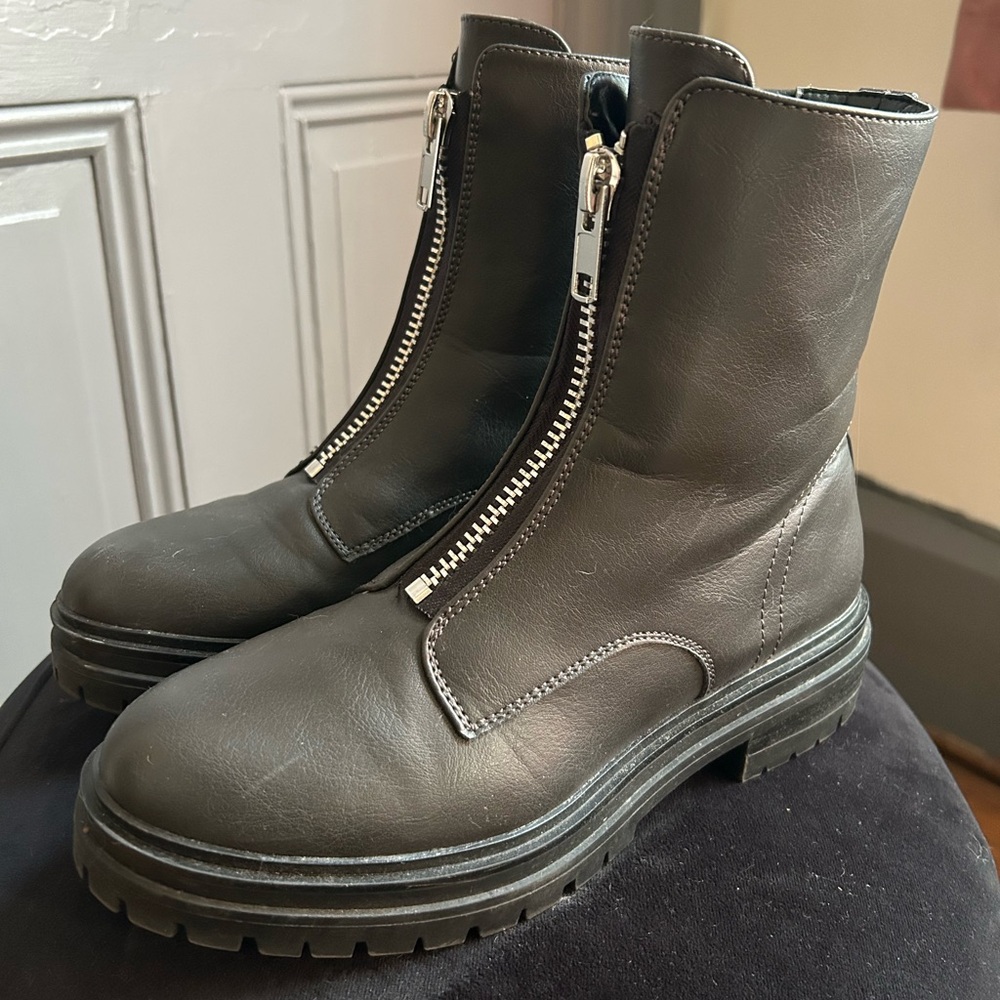 Black zip up ankle boots